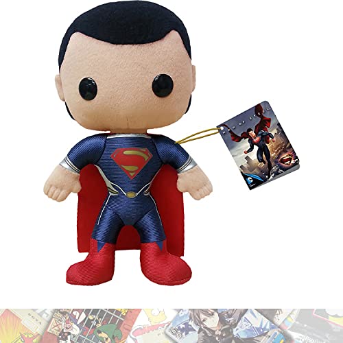 Superm a n : 8in Hero Plushies Vinyl Figurine Bundle with 1 Comics Theme Compatible Trading Card (03258)